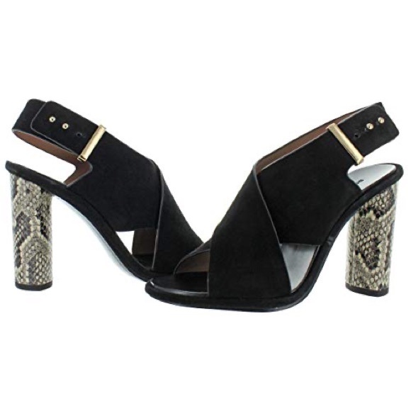 BCBGMAXAZRIA WOMEN BLACK VIRGINIA SANDAL PUMP HEEL SIZE 5.5B